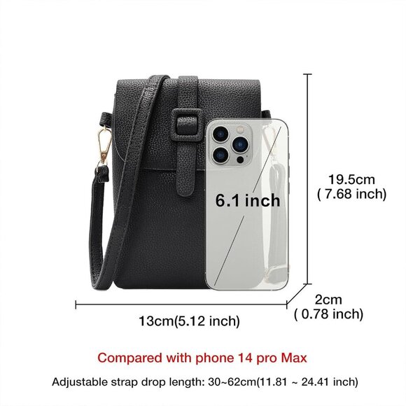 Elegant Vegan Leather Crossbody Phone Bag - Lightweight & Secure Zipper Closure - Picture 2 of 6